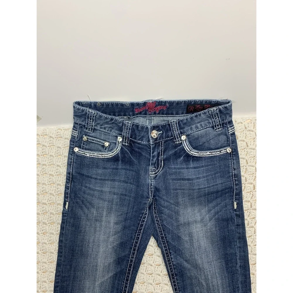 Rock and Roll Cowgirl Women Jeans 26x32Approx‎ 28x31 Blue Denim Low Rise Bootcut - Picture 5 of 12
